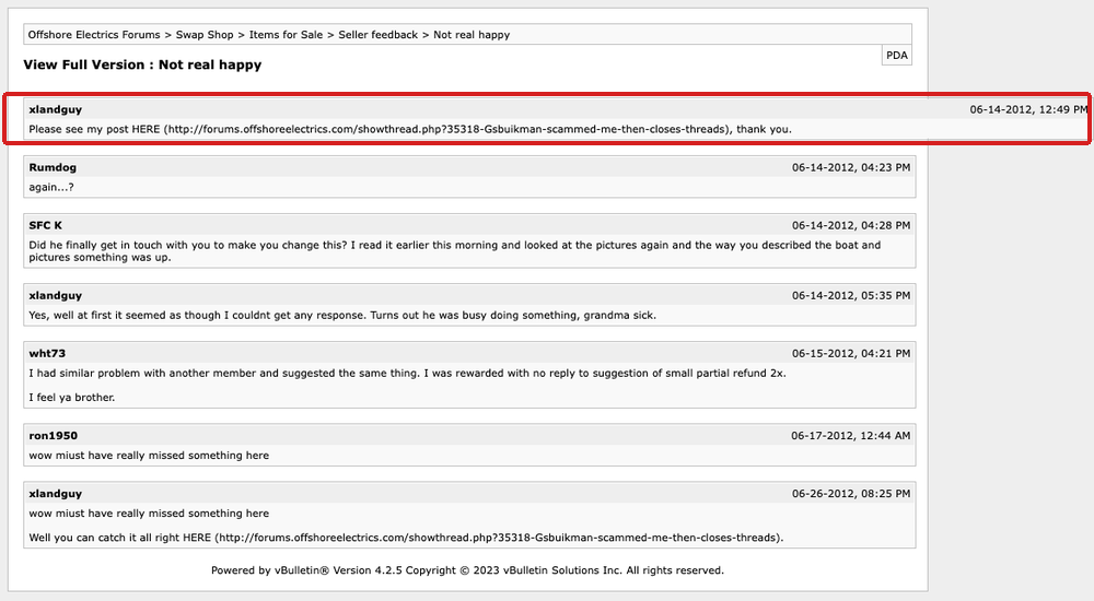 The first post in the thread is widened.